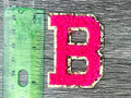 Varsity Chenille PINK Letter Patches with Gold Glitter Trim – Iron-On Alphabet Appliqués (Copy 2)
