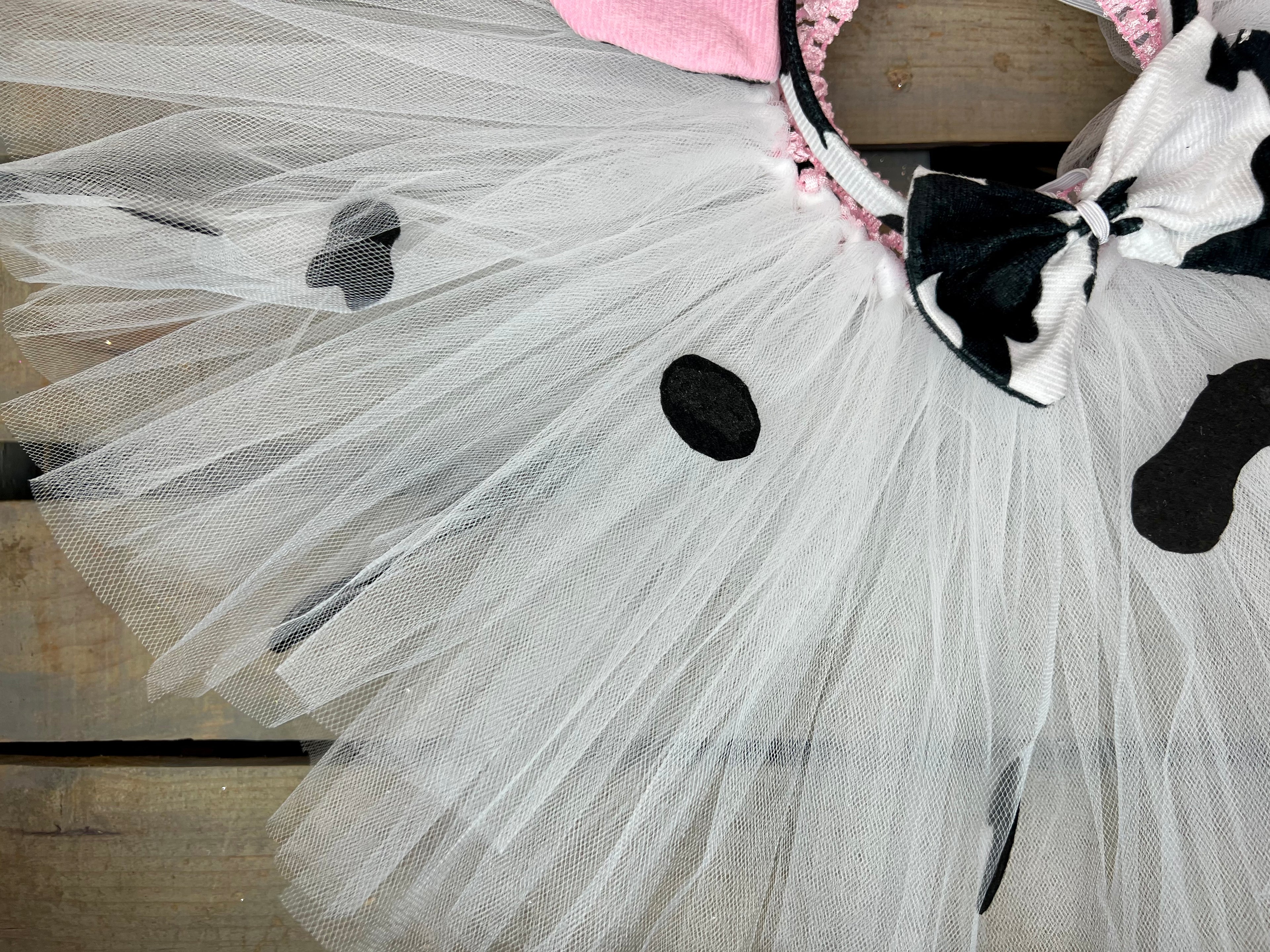 Cow Tutu Costume with Ears & Tail – Farm Birthday Outfit