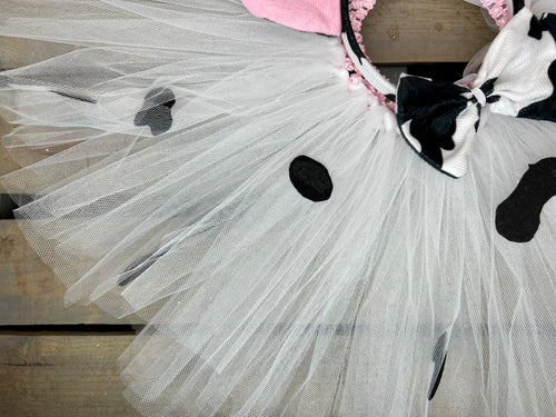 Cow Tutu Costume with Ears & Tail – Farm Birthday Outfit