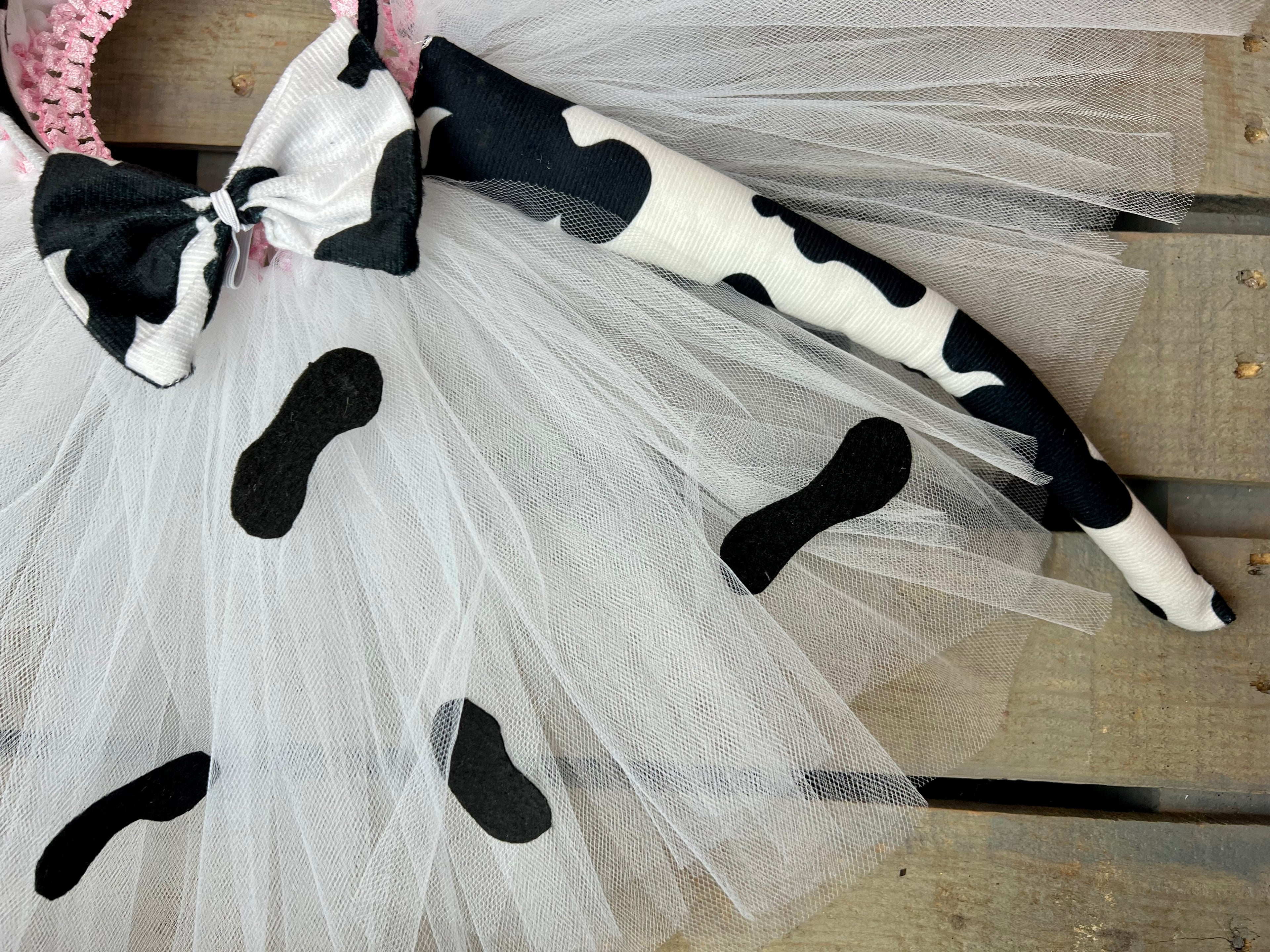 Cow Tutu Costume with Ears & Tail – Farm Birthday Outfit